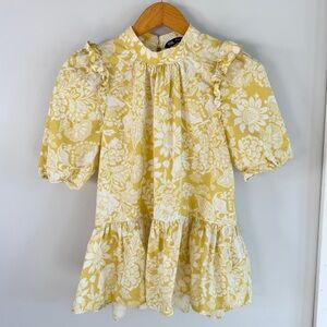 Zara Yellow Floral High Neck Ruffle Blouse - Medium